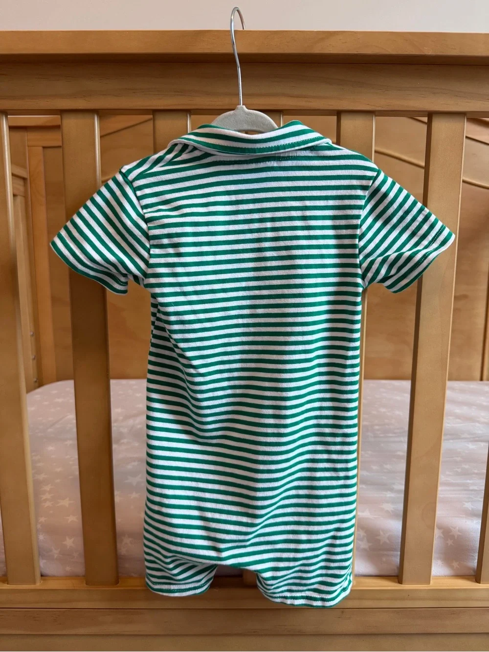 Stitchy Fish 18 Month Striped Green Polo Romper